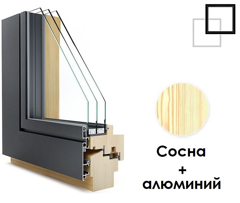 Дерево алюминиевые окна из сосны
